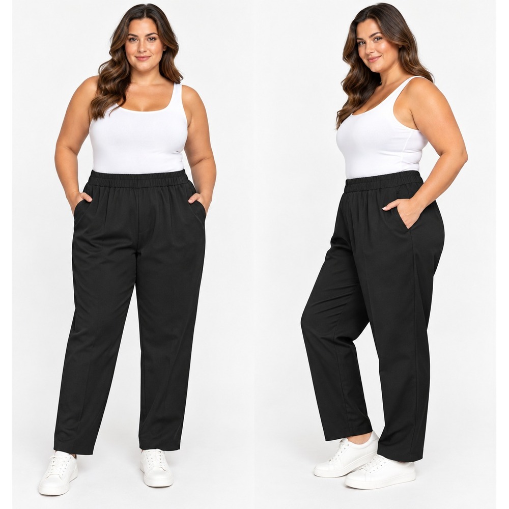 Croft & Barrow 24W NWT Pants Black Stretch Elastic Waist Pull On Pocket Plus
